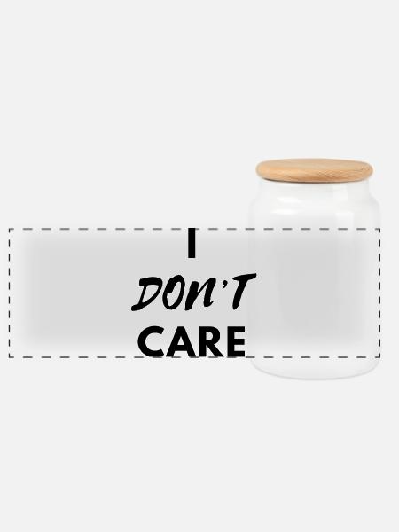 I Don't Care Schwarzdruck - Panorama Keksdose mit Holzdeckel - Weiß