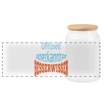 Spruch - Panorama Keksdose mit Holzdeckel - Weiß - Vorne