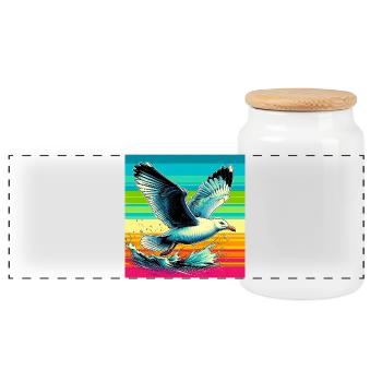 mouette - Boîte à biscuits avec couvercle en bois - blanc - Devant