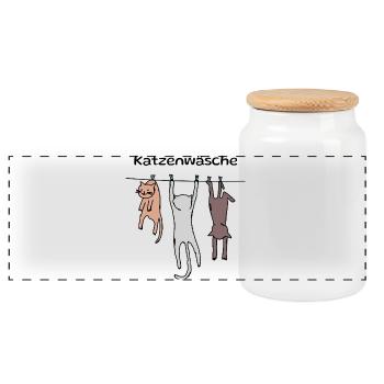 Nettoyant pour chat - Boîte à biscuits avec couvercle en bois - blanc - Devant