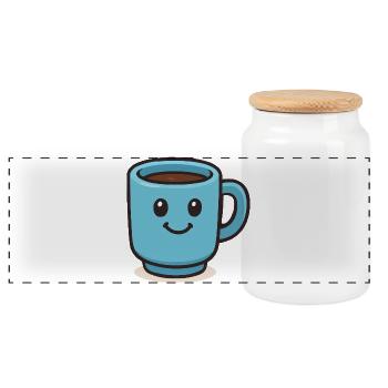 Tasse à café Happy - Boîte à biscuits avec couvercle en bois - blanc - Devant