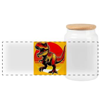 dinosaure - Boîte à biscuits avec couvercle en bois - blanc - Devant