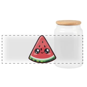 Tranche de pastèque kawaii - Boîte à biscuits avec couvercle en bois - blanc - Devant