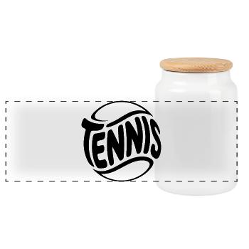 Logo de tennis - Logo sportif cool - Boîte à biscuits avec couvercle en bois - blanc - Devant