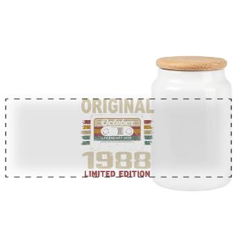Geboren im Oktober 1988 | Vintage Geschenk Oktober 1988 - Panorama Keksdose mit Holzdeckel - Weiß - Vorne
