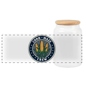 Corn Maze Crew Spooky Halloween Corn Maze - Panoramic Cookie Jar with Wooden Lid - white - Front