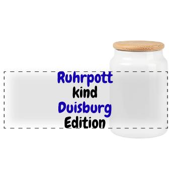 Ruhrpott Kind - Duisburg Edition  - Panorama Keksdose mit Holzdeckel - Weiß - Vorne