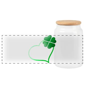 Lucky Heart - Panoramic Cookie Jar with Wooden Lid - white - Front
