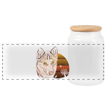 Wild animal portrait at sunset - Panoramic Cookie Jar with Wooden Lid - white - Front