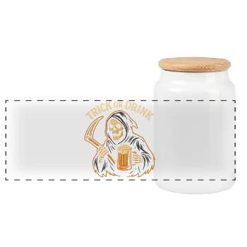 Trick or Drink Shirt Men Halloween Beer Saying - Panoramic Cookie Jar with Wooden Lid - white - Front