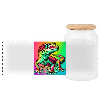 Gecko - Boîte à biscuits avec couvercle en bois - blanc - Devant