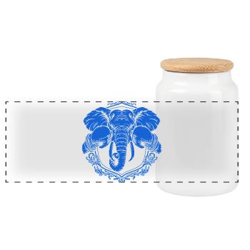 Éléphant boxeur - Boîte à biscuits avec couvercle en bois - blanc - Devant