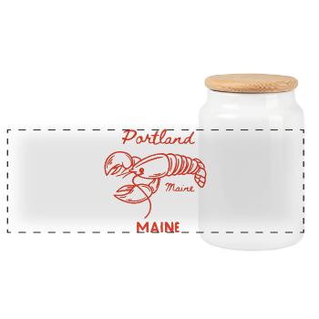 Homard du Maine Dessin au trait Illustration - Boîte à biscuits avec couvercle en bois - blanc - Devant