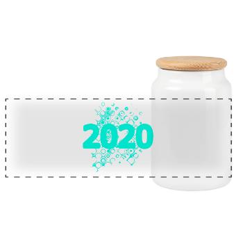 2020 - Boîte à biscuits avec couvercle en bois - blanc - Devant