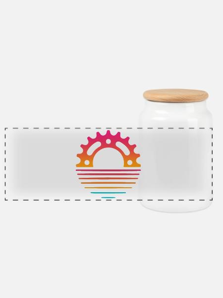 Miami Bike Sunset - Panoramic Cookie Jar with Wooden Lid - white