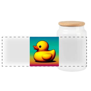 Duckling Duck Duck Duck - Panoramic Cookie Jar with Wooden Lid - white - Front