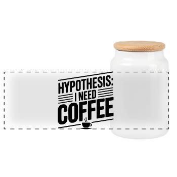 Hypothesis: I Need Coffee - Panoramic Cookie Jar with Wooden Lid - white - Front