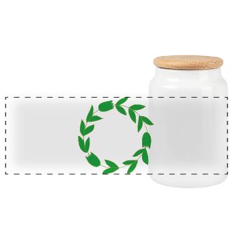 Wreath of leaves illustration for nature themes - Panoramic Cookie Jar with Wooden Lid - white - Front