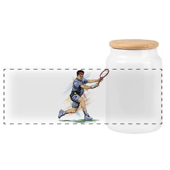 Tennis - Panoramic Cookie Jar with Wooden Lid - white - Front