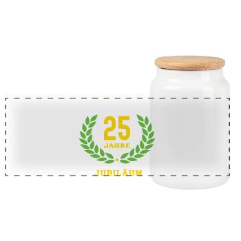 Painter Anniversary 25 Years 25th Anniversary - Panoramic Cookie Jar with Wooden Lid - white - Front