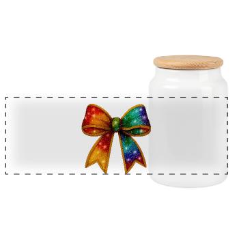 Arc | Lien arc-en-ciel galactique - Boîte à biscuits avec couvercle en bois - blanc - Devant