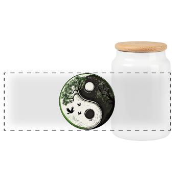 Yin and Yang Nature Version :) - Panoramic Cookie Jar with Wooden Lid - white - Front