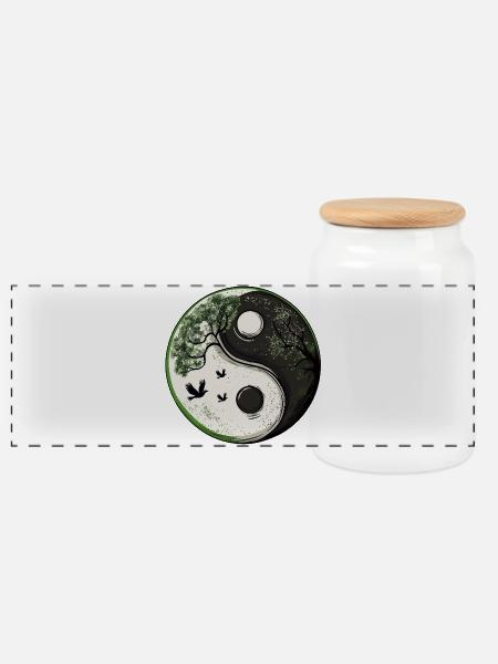 Yin and Yang Nature Version :) - Panorama Keksdose mit Holzdeckel - Weiß