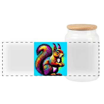 écureuil - Boîte à biscuits avec couvercle en bois - blanc - Devant