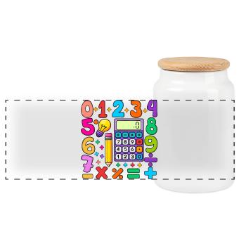 Journée des nombres : mathématiques, conception pédagogique colorée - Boîte à biscuits avec couvercle en bois - blanc - Devant