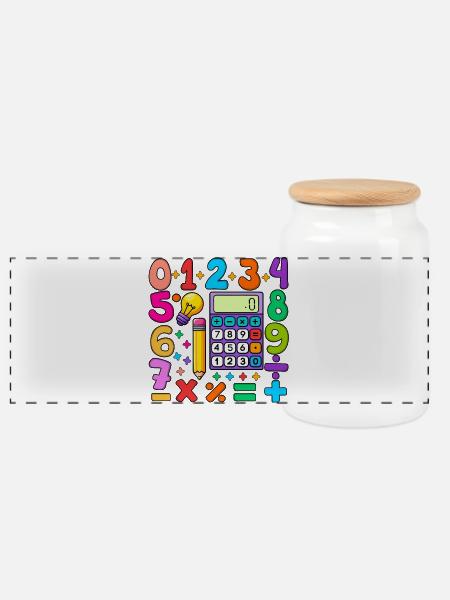 Zahlentag Mathematik Buntes Mathematik-Bildungsdesign - Panorama Keksdose mit Holzdeckel - Weiß
