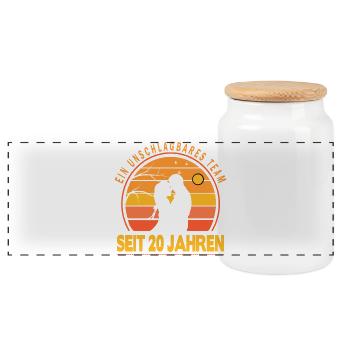 20 years relationship anniversary wedding anniversary - Panoramic Cookie Jar with Wooden Lid - white - Front