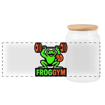 Gymnase Frog - Boîte à biscuits avec couvercle en bois - blanc - Devant