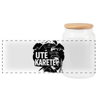 Ute Karete - Panorama Keksdose mit Holzdeckel - Weiß - Vorne