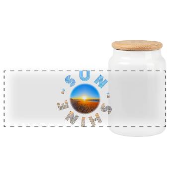 Sonnenuntergang am Strand Design - Panorama Keksdose mit Holzdeckel - Weiß - Vorne