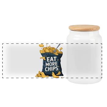 Eat More Chips Snack, amateur de fastfood - Boîte à biscuits avec couvercle en bois - blanc - Devant