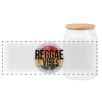 Ambiance reggae, design rétro - Boîte à biscuits avec couvercle en bois - blanc - Devant