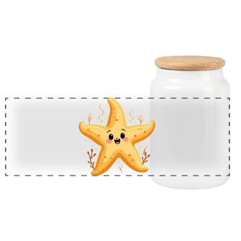 Starfish Costume Sea Creature Under Water Summer - Panoramic Cookie Jar with Wooden Lid - white - Front