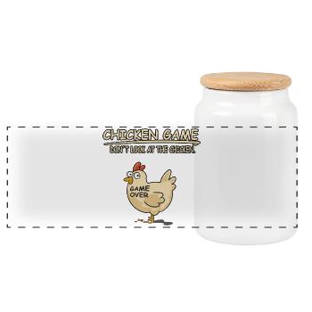 GAMER CHICKEN - Panoramic Cookie Jar with Wooden Lid - white - Front