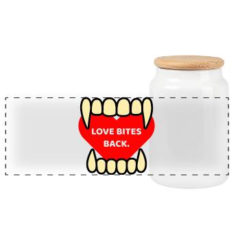 LOVE BITES BACK. - Boîte à biscuits avec couvercle en bois - blanc - Devant