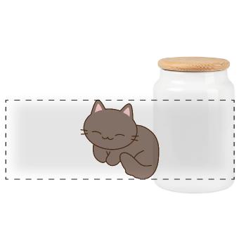 Mignon chat souriant illustration - Boîte à biscuits avec couvercle en bois - blanc - Devant