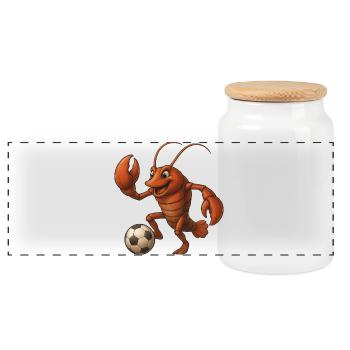 Mignon homard joueur de football drôle club de football - Boîte à biscuits avec couvercle en bois - blanc - Devant