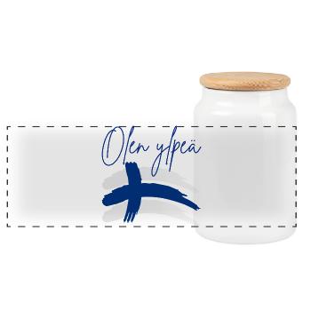 Finnish and proud of it - Panoramic Cookie Jar with Wooden Lid - white - Front