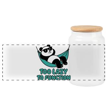 Chill Panda with sunglasses and hammock - Panoramic Cookie Jar with Wooden Lid - white - Front