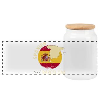 Barcelona - Panoramic Cookie Jar with Wooden Lid - white - Front