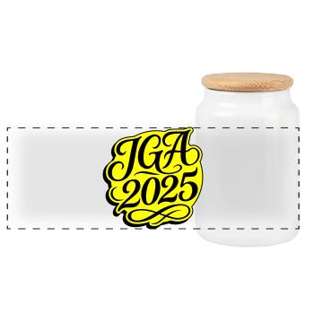 Jga 2025 Bachelor Party - Panoramic Cookie Jar with Wooden Lid - white - Front