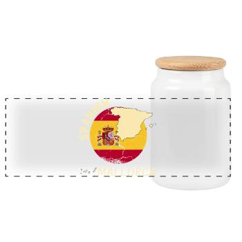 Majorca - Panoramic Cookie Jar with Wooden Lid - white - Front