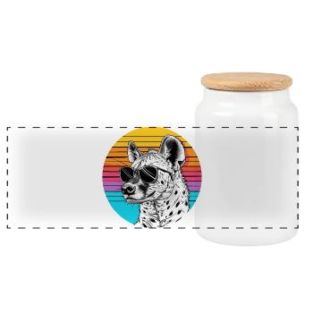 Chill Cheetah with Sunglasses - Panoramic Cookie Jar with Wooden Lid - white - Front