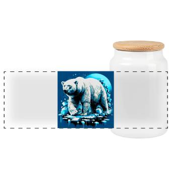 Eisbär - Panorama Keksdose mit Holzdeckel - Weiß - Vorne