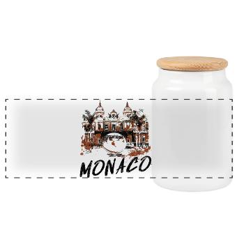 Fassade des Casino de Monaco – Illustration - Panorama Keksdose mit Holzdeckel - Weiß - Vorne