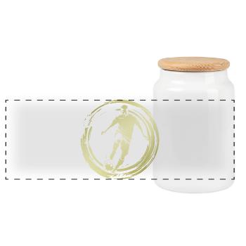 Silhouette de joueur de football - Boîte à biscuits avec couvercle en bois - blanc - Devant